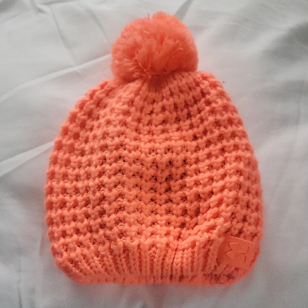 Under Armour Vibrant Orange Kids Pom-Pom Beanie